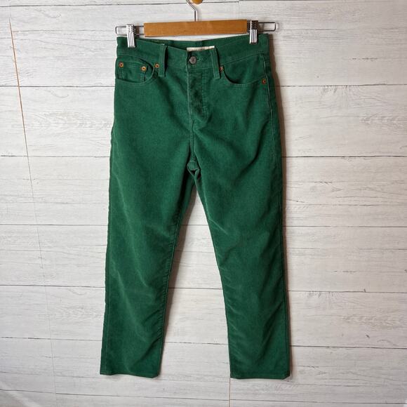 Levis Pants Womens Size 25 Kelly Green Wedgie Straight Corduroy Button Fly - Picture 5 of 16